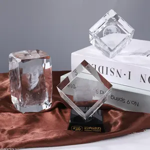 Honor Of Crystal Laser Engraving 2d 3d K9 Crystal Glass Cube Glass Cube square Crystal Photo Frame