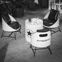 Ensemble de meubles de bar en forme de baril de pétrole de style industriel rétro, table et chaises en fer, respectueux de l'environnement, pour pub, café, restaurant, fabrication OEM ODM sur mesure