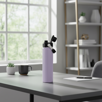Bouteille d'eau isotherme en acier inoxydable violette écologique 25oz, gourde de voyage réutilisable avec couvercle à poignée durable, design sportif