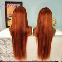 Perruque Lace Front HD P4 350 Ombré avec mèches, Cheveux Humains Brun Roux, Perruque Lace Front 13x4 avec mèches