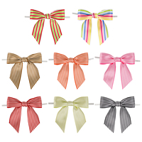 Sacs à friandises personnalisés pour fêtes de Noël et mariages, emballages pour cake pops et artisanat, avec nœuds en ruban de satin rayé faits main et attaches torsadées