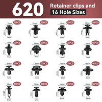 Assortiment de 620 attaches et clips de fixation pour voiture - Rivets de pare-chocs et de garde-boue en nylon aux tailles les plus populaires avec 10 serre-câbles