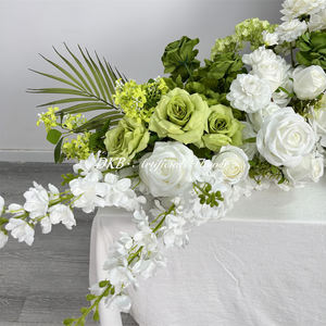 Chemin de table personnalisable en fleurs artificielles en soie blanche pour décorations de banquets de mariage et locations d'arrangements floraux - Product Image 4