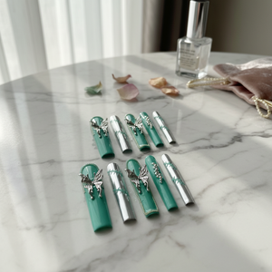 Di lusso Chic Aura corta Nails-on Set di alta qualità stile francese riutilizzabile ABS materiale ovale appuntito certificato Halal - Product Image 3