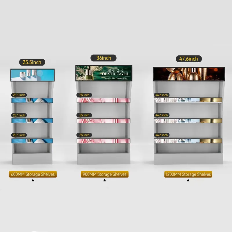 Kapalı süpermarket Ultra geniş şerit raf kenar reklam dijital tabela monitör tipi gerilmiş Bar Lcd ekran ekran