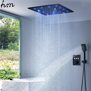 SUS robinet <span class=keywords><strong>de</strong></span> <span class=keywords><strong>douche</strong></span> à montage mural en acier inoxydable, inoxydable, <span class=keywords><strong>de</strong></span> haute qualité, à Led, pour la salle <span class=keywords><strong>de</strong></span> bains, noir, <span class=keywords><strong>de</strong></span> 16 pouces, or - Product Image 1