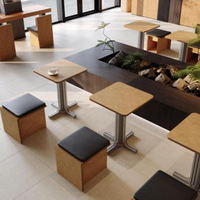 Set di Tavoli e Sedie per Ristoranti Commerciali, Design alla Moda in Legno Imbottito per Bar, Caffè, Hotel