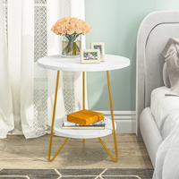 Mesa de Centro Moderna de MDF Blanca con Espacio de Almacenamiento para Sala de Estar, Juego de Mesas Auxiliares Pequeñas de Lujo