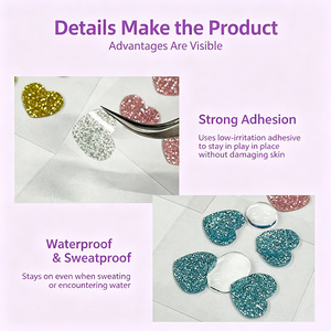 Patchs hydrocolloïdes anti-acné en forme <span class=keywords><strong>de</strong></span> cœur pêche rose scintillant, patchs invisibles multicolores en forme <span class=keywords><strong>de</strong></span> cœur pêche, ornés <span class=keywords><strong>de</strong></span> patchs anti-acné étincelants - Product Image 3