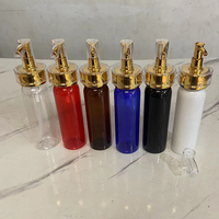 Bouteille d'emballage cosmétique en plastique ronde transparente de haute qualité Hengjian personnalisée de 120 ml (4 oz) avec pompe dorée