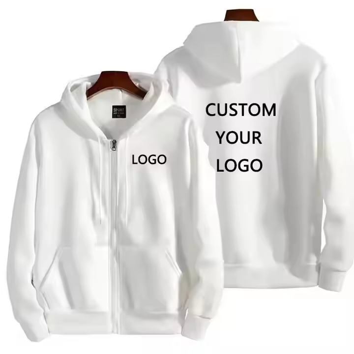 Men's Custom Logo Embroidery Print Winter Jacket Coat Zipper Hooded Long-Sleeved Pullover with Solid Color ODM Supply