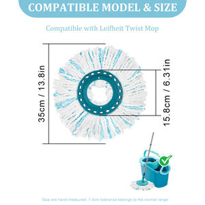 Convient aux tampons de remplacement de vadrouille rotatifs à 360 degrés de <span class=keywords><strong>Leifheit</strong></span> Accessoires de tête de vadrouille en microfibre humide et sèche - Product Image 2