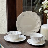 Ensemble de vaisselle en céramique à motif floral bleu sur le thème de la Musée Vintage Européen, vaisselle de table exquise pour la maison, cadeau écologique