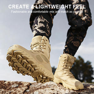 Botas Tácticas Negras para Hombre, Impermeables, para Senderismo al Aire Libre, Zapatos de Seguridad Duraderos de Cuero de Gamuza, Botas de Selva - Product Image 5