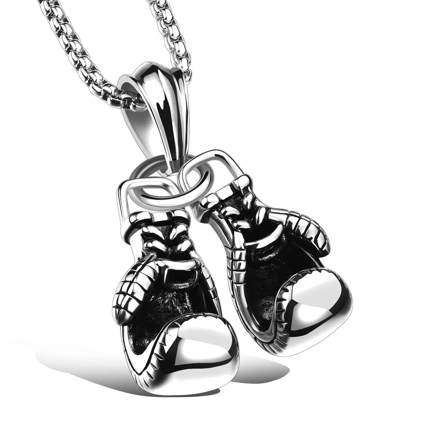 Punk Style Men Necklace Vintage Fitness Boxing Pendant Stainless steel Necklace for Men Jewelry