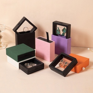 Wholesale Custom logo Transparent Jewelry Packaging PE Film Jewelry <b>Box</b> Drawer Ring Necklace Bracelet <b>Box</b> 2 in 1 2022 - Product Image 1