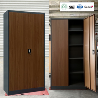 Armoire de classement en acier à 2 portes avec impression à effet bois, armoire de bureau en acier avec rangement pour archives