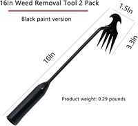 2Pcs Outil de désherbage de jardin portable, désherbeur manuel forgé en acier au manganèse à 4 dents