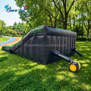 Tapis d'atterrissage gonflable pour <span class=keywords><strong>skatepark</strong></span> extérieur, snowboard, ski, BMX, airbag de saut, PVC léger 0,9 mm, noir + gris - Product Image 3