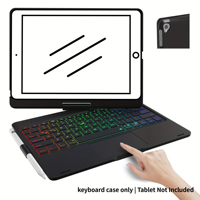 Funda con Teclado Giratorio 360° para iPad, con Trackpad, Retroiluminación de 7 Colores y Soporte para Lápiz, Compatible con iPad 10.2 (7ª, 8ª y 9ª Gen), Air 3, Pro 10.5 Pulgadas
