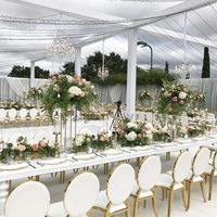 Chaises de Luxe à Dossier Rond en Acier Inoxydable Doré pour Événements, Décoration d'Hôtel, Fêtes, Banquets et Mariages, avec Table