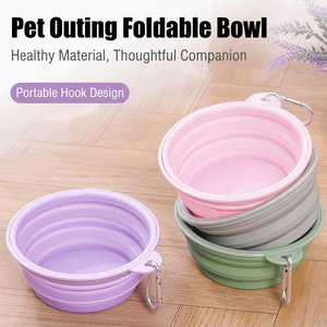 Foldable Silicone Pet <b>Bowl</b> <b>Collapsible</b> <b>Dog</b> Cat Feeding Dish Portable Water Food <b>Bowl</b> for Outdoor Walking - Product Image 2
