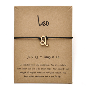 Pulsera con Colgante de Oro del Signo del Zodiaco 2024, Tarjeta de Constelación de la Buena Suerte, Amistad, <span class=keywords><strong>Pareja</strong></span>, Tejido a Mano, Regalo para Hombre y Mujer - Product Image 1