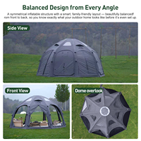 Tente gonflable Coody Dome Air - Gris géodésique, facile à installer, tissu en coton imperméable, pour 2 à 4 personnes, camping en plein air, famille
