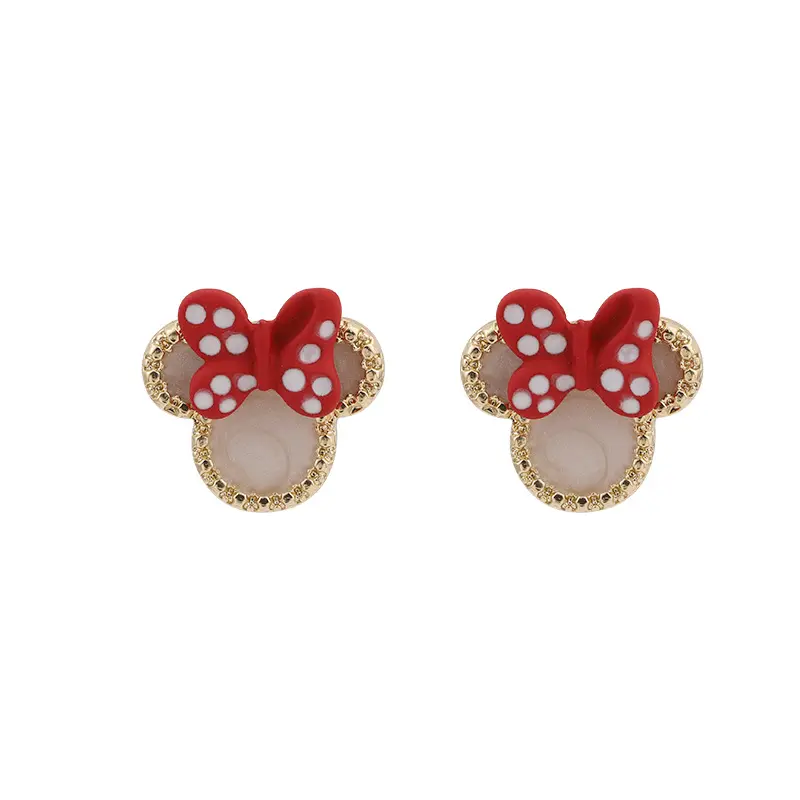 High Quality Small MOQ New Fashion 925 Silver Post Cute Earrings Mickey Bowknot Earrings Stud Jewelry