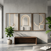 JZ Art mural suspendu abstrait 3D Art déco moderne de luxe en grès et LED, avec cadre en métal noir pour bureau, salon, chambre