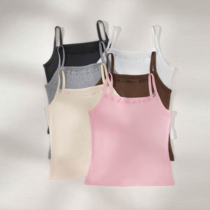 Débardeur <span class=keywords><strong>sans</strong></span> manches à col en dentelle, style polyvalent, 6 couleurs au choix, couleur unie, pour femmes et jeunes filles - Product Image 2