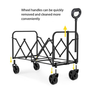 Troli Lipat Dorong Tangan untuk Rumah Tangga, Ukuran Kecil, Desain Tiga Palang, Warna Hitam [5-inci Dapat Dilepas], Cocok untuk Kebun, Luar Ruangan, dan Berkemah - Product Image 2