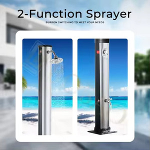 <span class=keywords><strong>Soffione</strong></span> doccia solare caldo/freddo cromato con design verticale alto e montaggio a pavimento <span class=keywords><strong>per</strong></span> uso esterno in <span class=keywords><strong>giardino</strong></span>, piscina, campeggio e hotel - Product Image 3