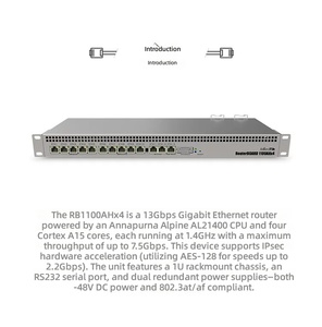 เราเตอร์ <span class=keywords><strong>Mikrotik</strong></span> <span class=keywords><strong>RB1100AHx4</strong></span> รุ่นดั้งเดิม 13 พอร์ต Gigabit Ethernet สำหรับองค์กร พร้อม CPU AL21400 แบบ 4-Core - Product Image 3