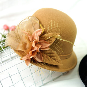Cổ Điển Hoa Len Của Phụ Nữ <span class=keywords><strong>Top</strong></span> <span class=keywords><strong>Hat</strong></span> Ladies 'Nhà Thờ Fascinators Cho Đám Cưới Đảng Kinh Doanh Trang Phục Chính Thức Ren Phụ Kiện Phụ Kiện Giản Dị - Product Image 4