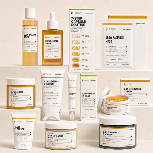OEM Private Label Skincare Set for Brands 11 Piece Custom Glow Routine Kit Serum Toner Cream Mask Eye Patch Face Care Products