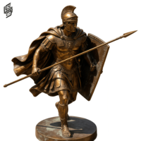Statues de guerriers grecs antiques en bronze grandeur nature personnalisées, sculpture de soldats romains pour la décoration de place publique en extérieur