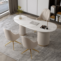 Mobilier de maison de luxe Table de bureau Ordinateur moderne Salon d'écriture Réception Table de travail blanche avec dessus en marbre