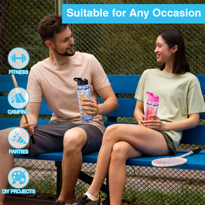 Vaso de Acrílico de Doble Pared con Tapa de Globo de Nieve Preperforada de 17 oz, Libre de BPA, Botellas de Agua Acrílicas para Niños con Tapón y Pajita Abatible - Product Image 5
