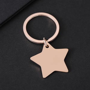 Thép không gỉ trống năm cánh sao Keychain tùy chỉnh logo quảng cáo Gương bề mặt mịn kim loại Keyring - Product Image 5