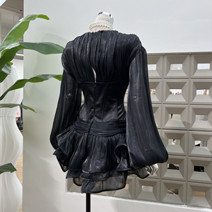 <span class=keywords><strong>Robe</strong></span> de soirée moulante sexy à manches bouffantes et col en V pour femme, modèle LS2690, haute qualité, très tendance - Product Image 6