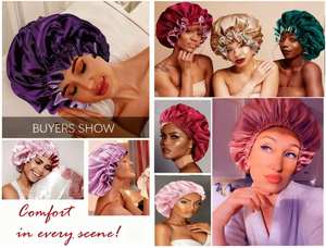 Wholesale Reversible Double Layer Satin Nylon <b>Hair</b> <b>Bonnet</b> Sleep Cap Soft Comfortable Lightweight Breathable Quality - Product Image 6