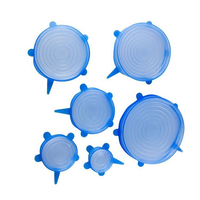 Ensemble de 6 couvercles pliables en silicone de tailles variées pour bols, pots, bocaux, qualité alimentaire, joint élastique réutilisable