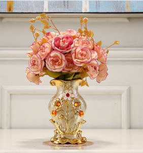 Stile nordico <span class=keywords><strong>vaso</strong></span> <span class=keywords><strong>in</strong></span> ceramica dorata da soggiorno decorazione floreale <span class=keywords><strong>vaso</strong></span> da tavolo rosa fiore artificiale - Product Image 5