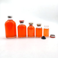 Flacon en verre pharmaceutique moulé par injection de 100 ml, 50 ml, 30 ml, 20 ml, 10 ml avec bouchon en caoutchouc