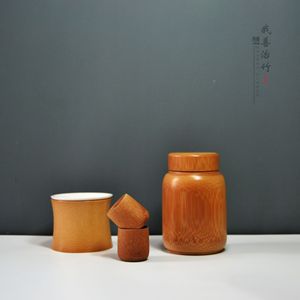 <b>Bamboo</b> Tea Canister Wooden Lid Storage <b>Container</b> For Tea Packaging Chongqing Origin Turning Carving Craft - Product Image 1