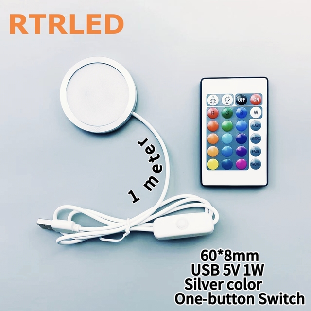Mini Usb Led Round Light with Plug for 3d Printer 16 Color Led Puck Light Aluminum Mounted for Bambu Lab Light Kit MH001 Cabinet