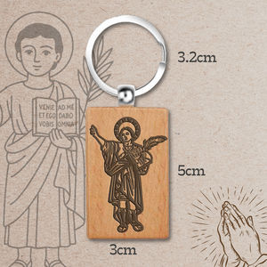 พวงกุญแจสร้อยคอจี้รูปนักบุญ pancrasis พวงกุญแจทำจากไม้หรูหรา - Product Image 3