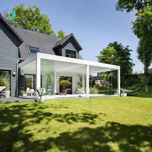 Schermo opzionale <span class=keywords><strong>in</strong></span> <span class=keywords><strong>legno</strong></span> con feritoie <span class=keywords><strong>in</strong></span> alluminio bioclimatico 6x4 impermeabile a parete elettrico con trattamento a pressione naturale - Product Image 5