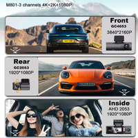Nouveau Mini 4K 3.16 écran Dashcam DVR de voiture compatible GPS avec enregistreur vidéo avant et arrière 1K WiFi 3 canaux comprenant une caméra de tableau de bord